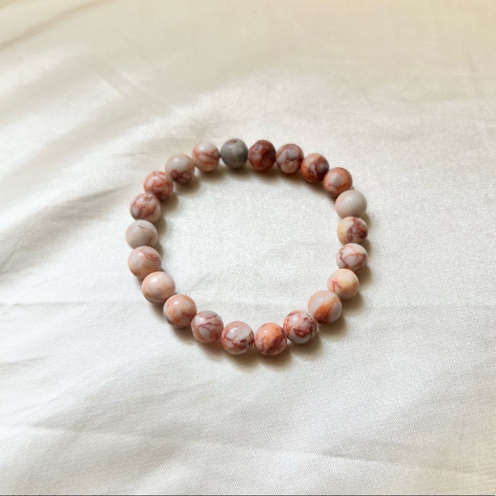 New: 8mm Handmade Red Network Jasper Natural Crystal Bead Bracelet